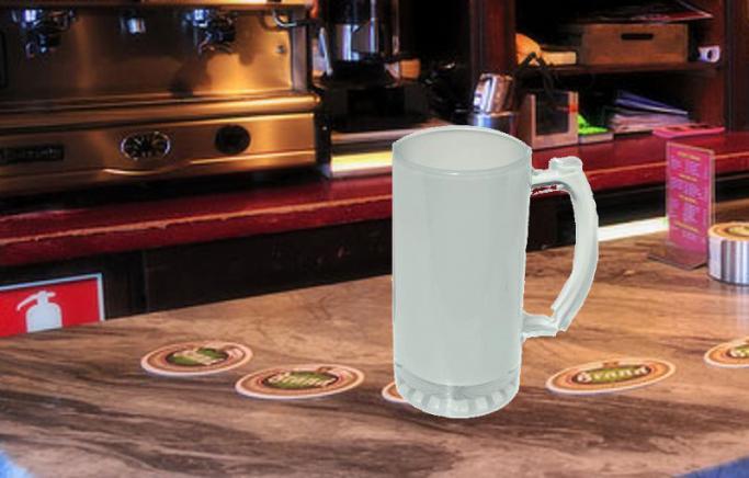 Glazen Bierpul met foto, tekst of logo, personaliseren
